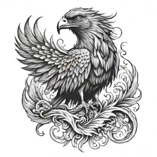 Phoenix Bird Sitting On The Arm Of A Worrior Sapphire