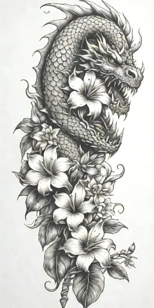 Dragon Head Winding With Dragonfruit And Plumeria