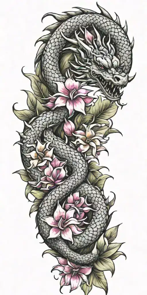 Dragon Winding With Dragonfruit And Plumeria