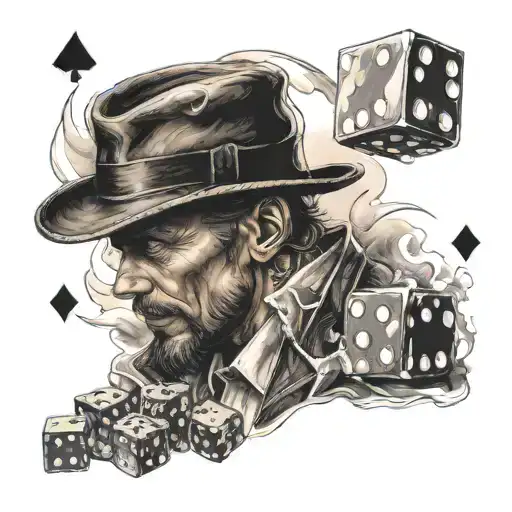 A Man In A Hat Throws Dice