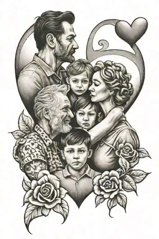 Family Of 3 And Love Heart