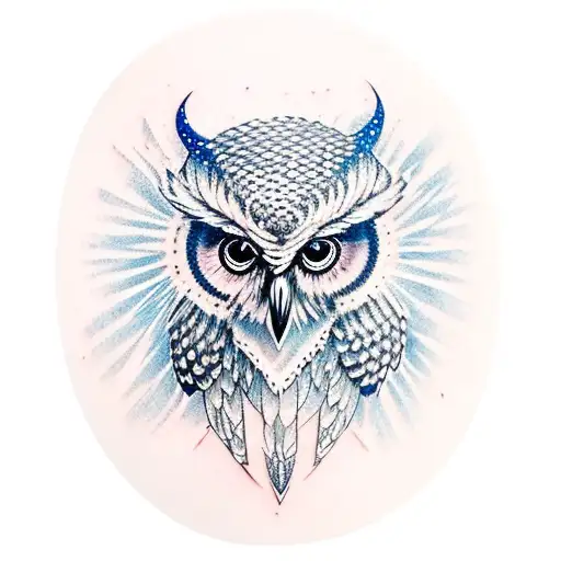 Girl Keep Knife In Right Hand With Blue Owl