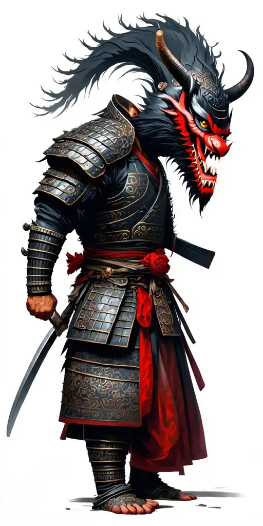 Samurai Warrior With Demon Mask