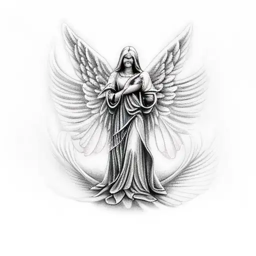 Guardian Angel Holding Rosary