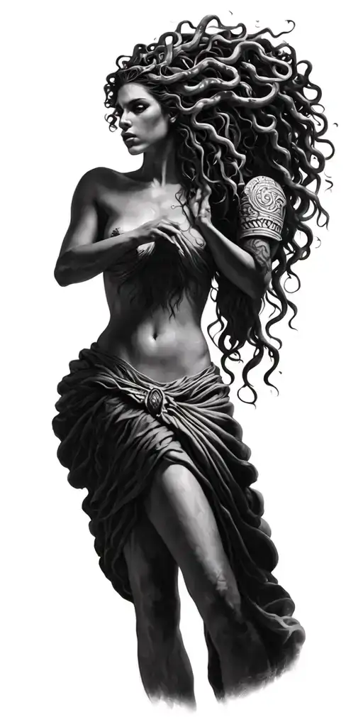 Medusa Greek Mythology Battling With Megan Fox Face