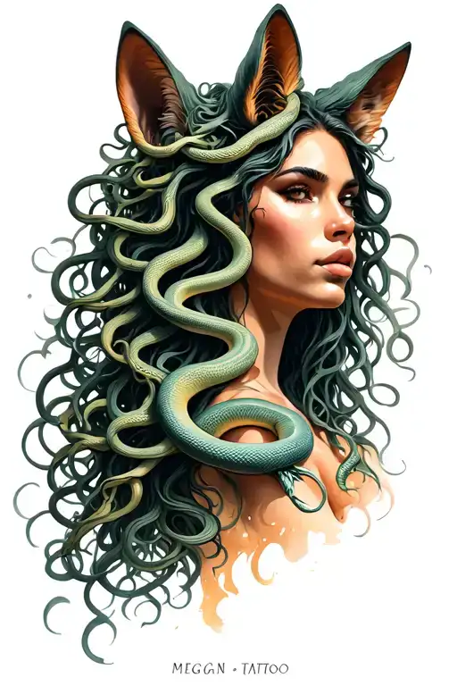 Medusa Greek Mytholog With Snakes Hair And Megan Fox Face
