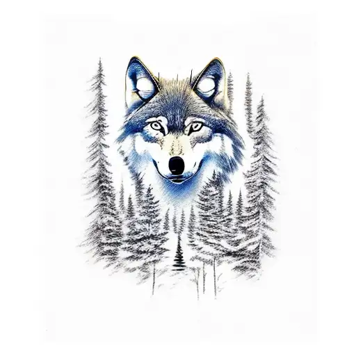 Wolf In Forest With Galaxy
