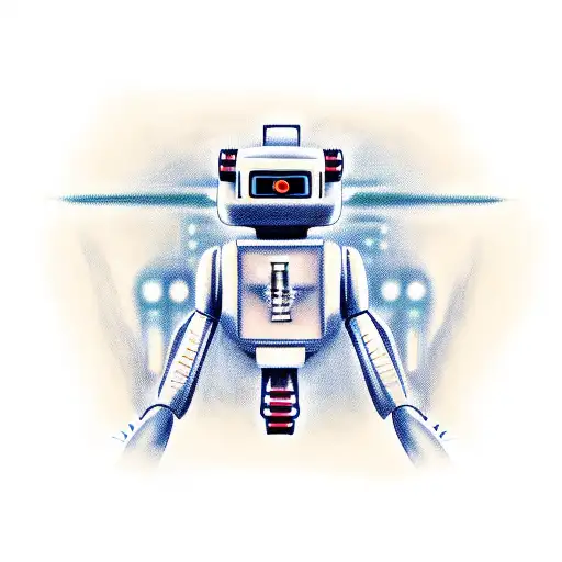 A Fierce And Detailed Kenex Robot Playing An Electric Guitar