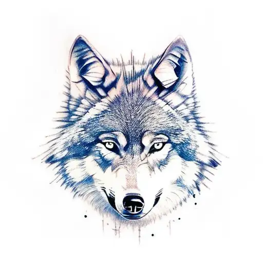 Woman In Wolf Head Dress Half Sleeve
