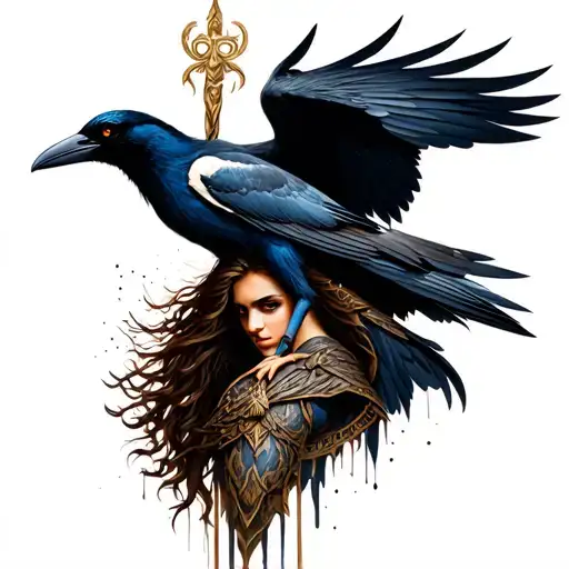 Can You Create A Realistic Tattoo With Me With A Viking Woman A Crow A Crane In Valhalla