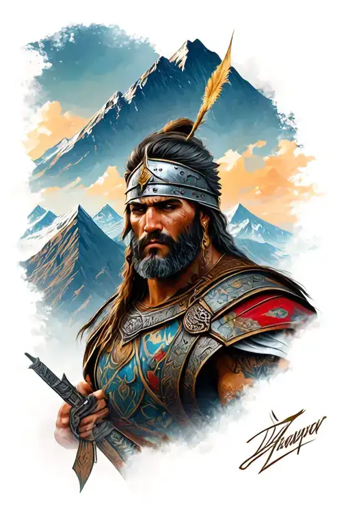 Mountains And A Warrior