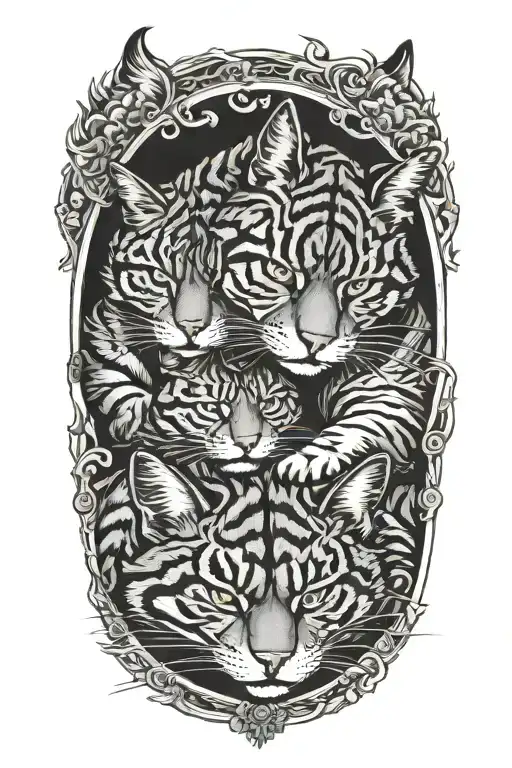 Two Samurai Warrior Cats Sleeping Together