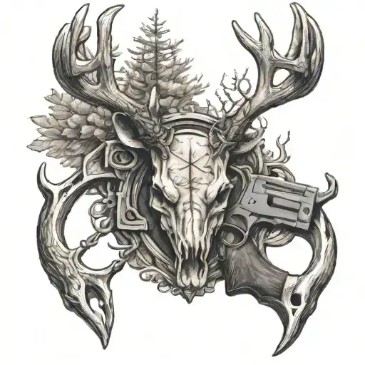 Deer Antlers With Guns