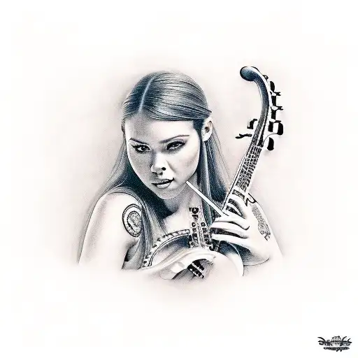 Realistic Portrait Of A Disney Character Playing A Musical Instrument