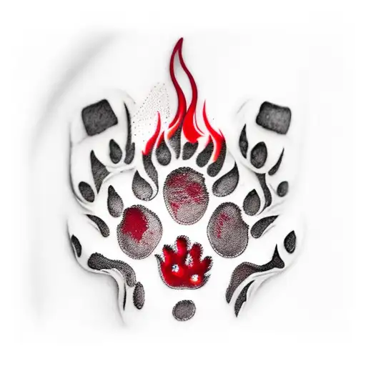 Ruby Red Lion Paw Print In Flames