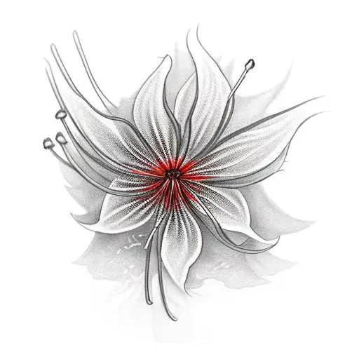 Red Spider Lily Flower With Full Color