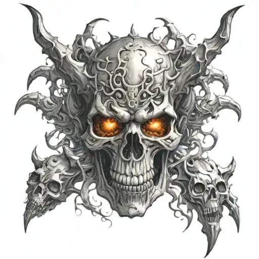 Demon Skull Surrounded By Souls Type World