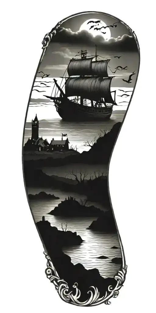 Cemetary Haunted House Viking Ship