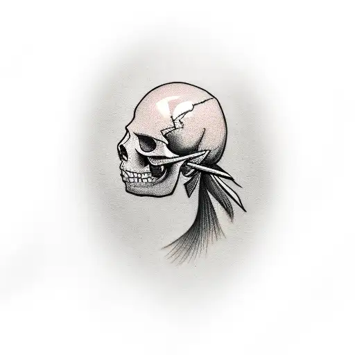 Woman Smoking With Half Of Her Face As A Skull