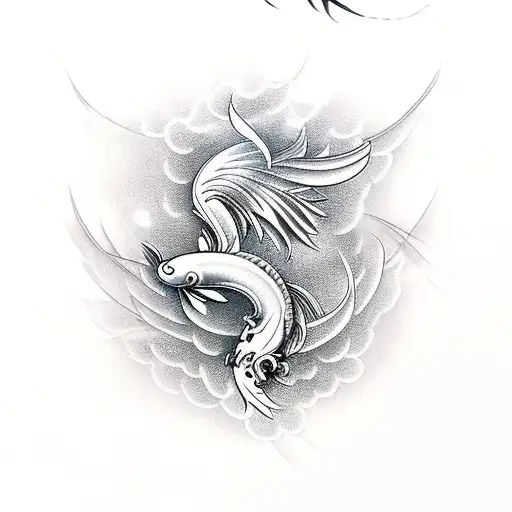 Japanese Phoenix With Koi Fish