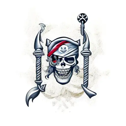 French Pirate Flag With Neptune Trident