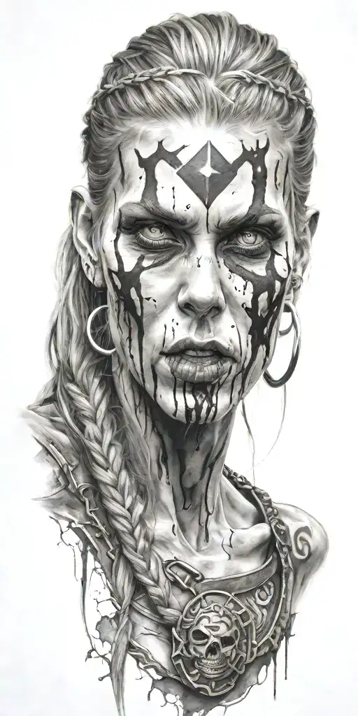 Viking Zombie Girl All Bloody