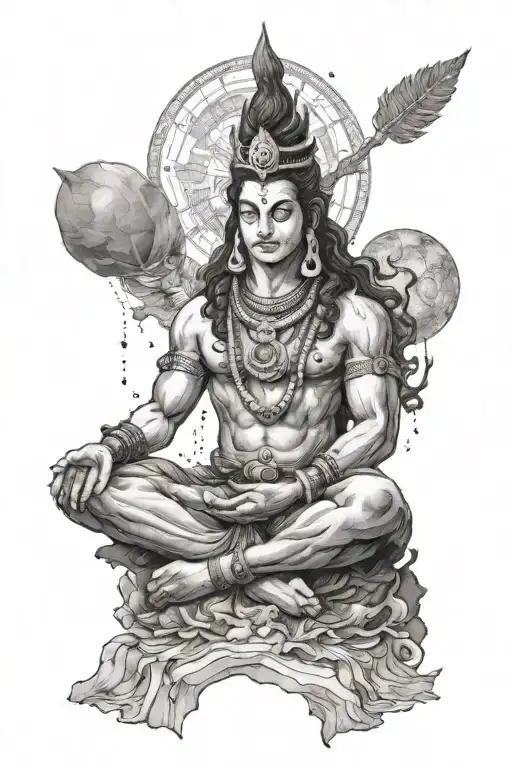 Shiva Sitting In Meditation In The Space