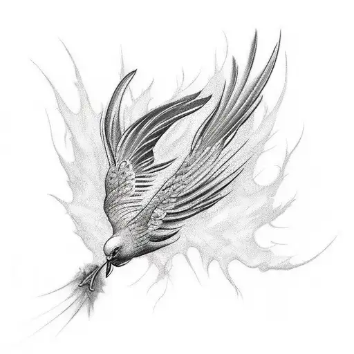 Phoenix Bird Trying To Fly