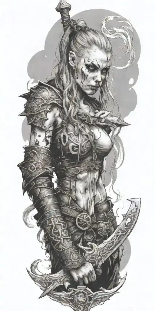 Viking Zombie Girl All Bloody Sword With Cuff
