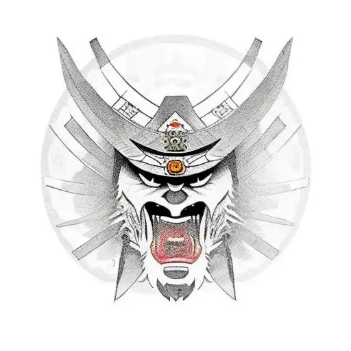 A Samurai Walking On A Trail Towards A Huge Eagle Spreading Its Wings