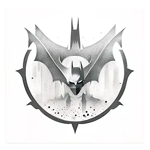 Batman With Gotham City And Bat Signal