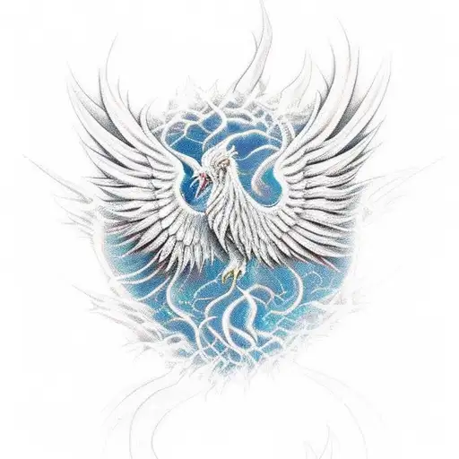 Phoenix Rising From Breaking Chains And Flames