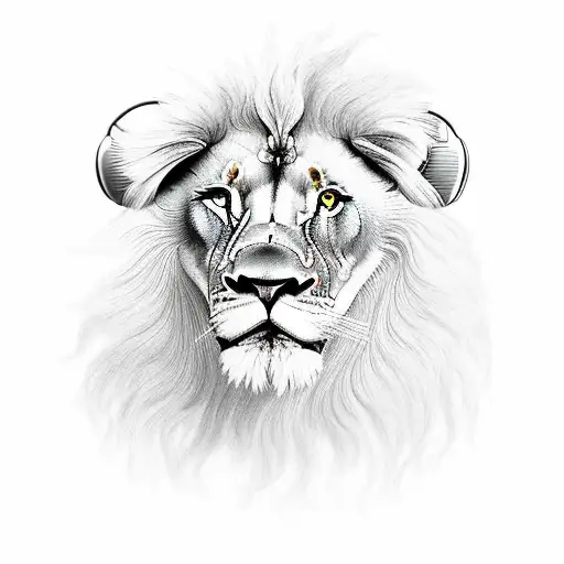 A Lion Wearing Headphones And Listening To Music