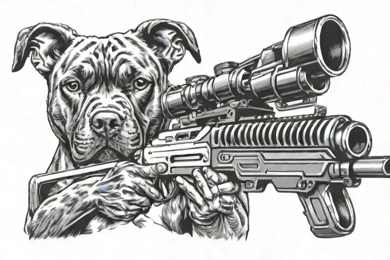Pitbull With A Sniper Rifle