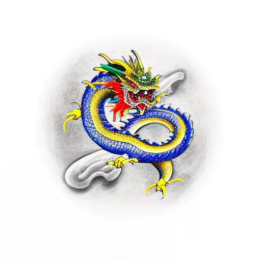 Japanese Dragon Rolling Around A Jade Samurai Sword