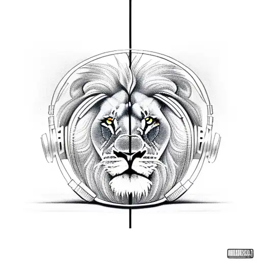 A Lion Wearing Headphones And Listening To Music
