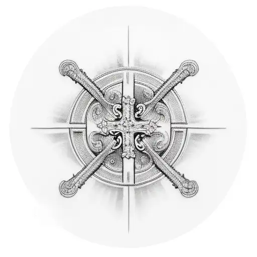 Cross With 3 Scroll Banner