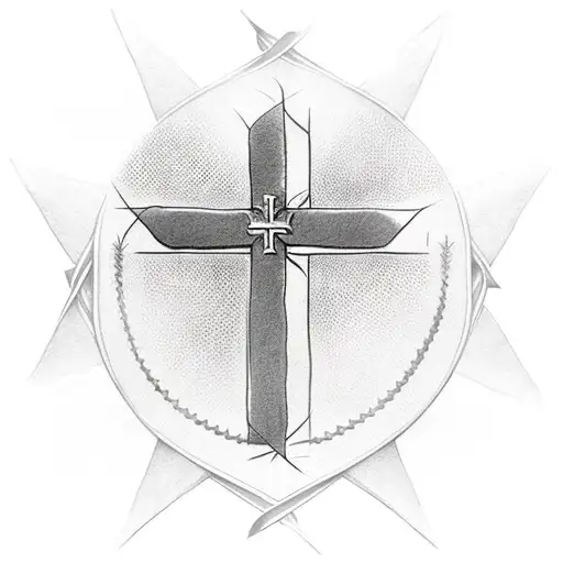 Christian Cross With 3 Cross Banners Around It And Black Shadow