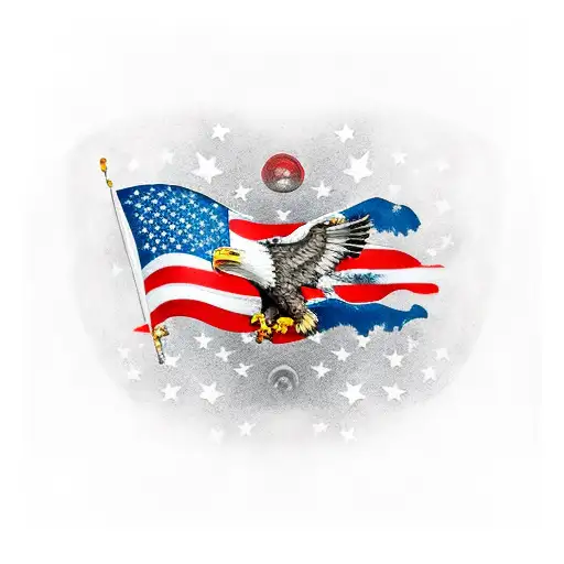 American Flag With Bold Eagle Ripped Skin