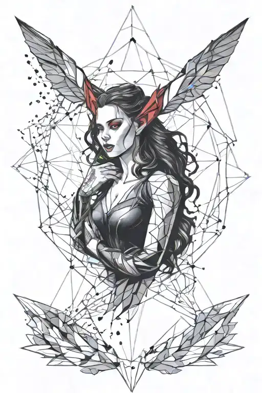 Scarlet Witch Surrounded With Geometric