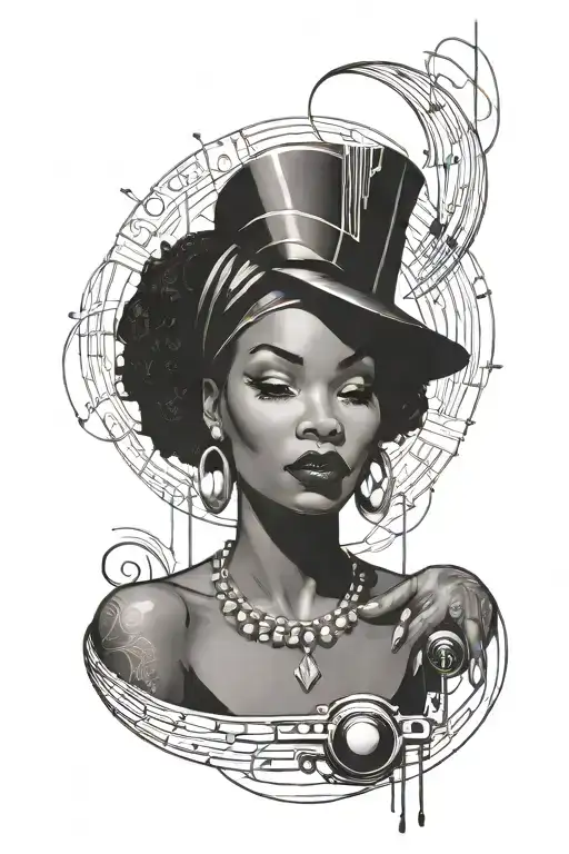 Black Woman Vibing To Music Dark Rainy Night Art Deco Noir