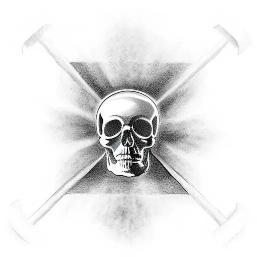 Black Skull With White Cross Ingraved In It Tattoo