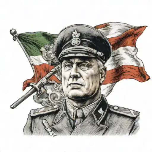 Mussolini With The Italian Flag On Background