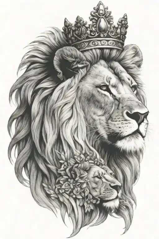 Woman Wearing A Lion Wearing A Crown