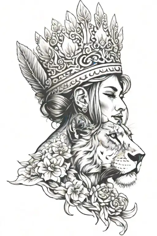 Woman Wearing A Lion Crown Adorned