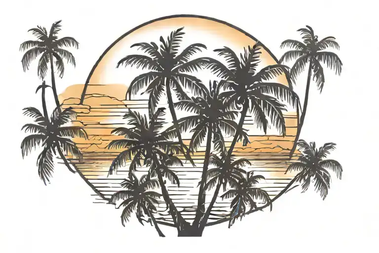 Sunset With Palm Trees