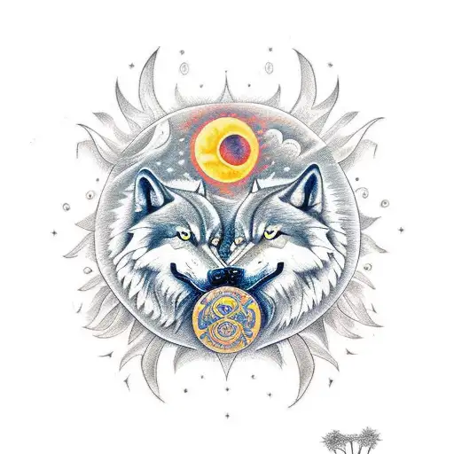 Nordic 2 Wolves Skoll And Hati Sun And Moon
