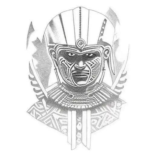 Aztec Warrior In A Garden