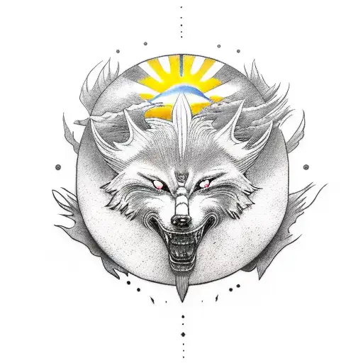 Nordic Skoll And Hati Chasing The Sun And Moon