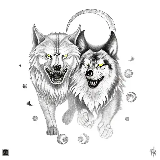 Nordic Skoll And Hati Chasing The Sun And Moon